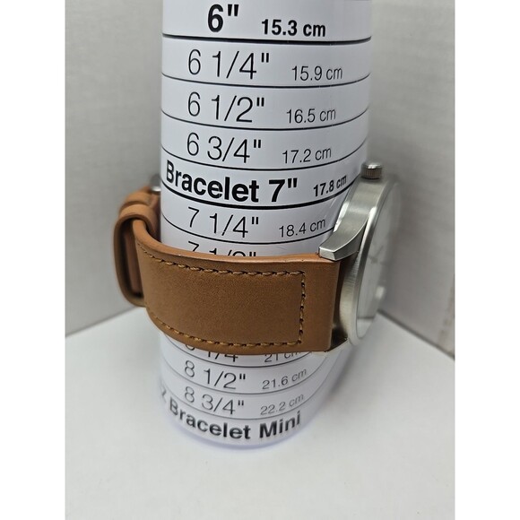 Nomatic Swiss Ronda Day Date Watch 45mm Stainless Brown Leather New Battery Mens - Picture 7 of 12